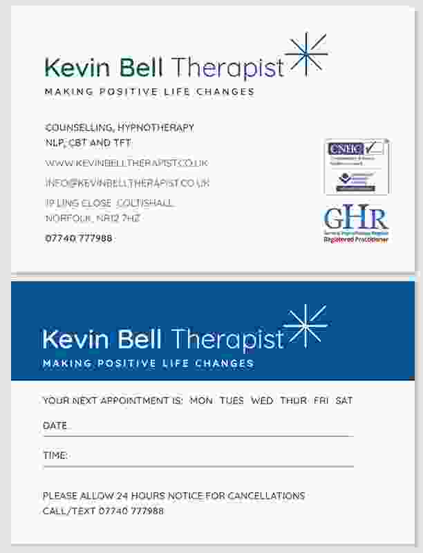 Kevin Bell business cards Designs Norwich